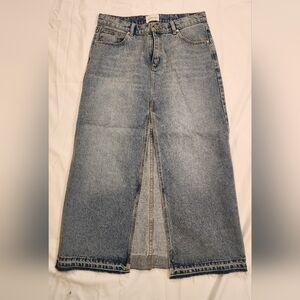 Pacsun Abrand Jeans Lulu 99 Low Rise Denim Maxi‎ Skirt Size 28 Med Indigo Blue